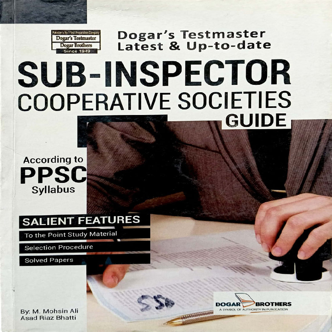Sub-Inspector Cooperative Societies Guide by M. Mohsin Ali and Asad Riaz Bhatti.